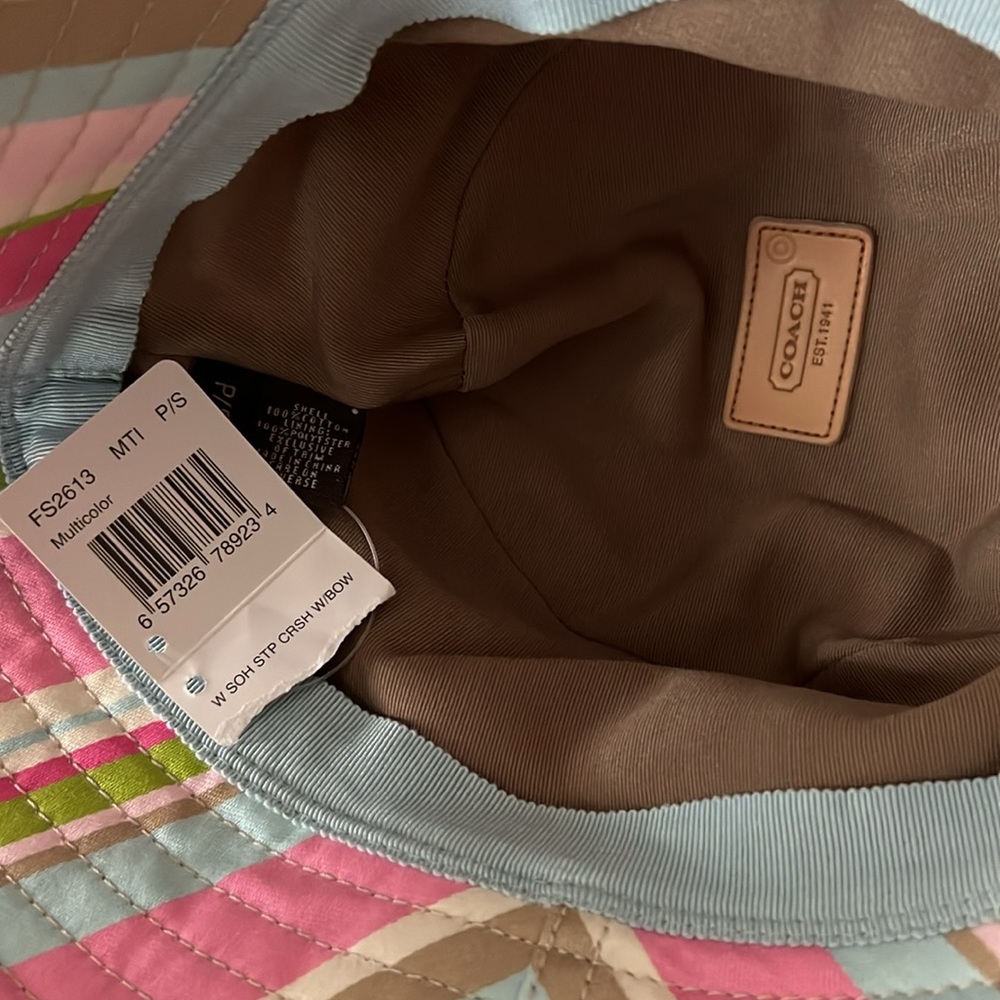 NWT Coach Ladies Belted Multicolor Stripped Hat Size P/S - Picture 6 of 6